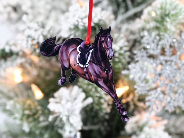 Classy Equine Jumping Horse Ornament - Palomino Hunter Jumper