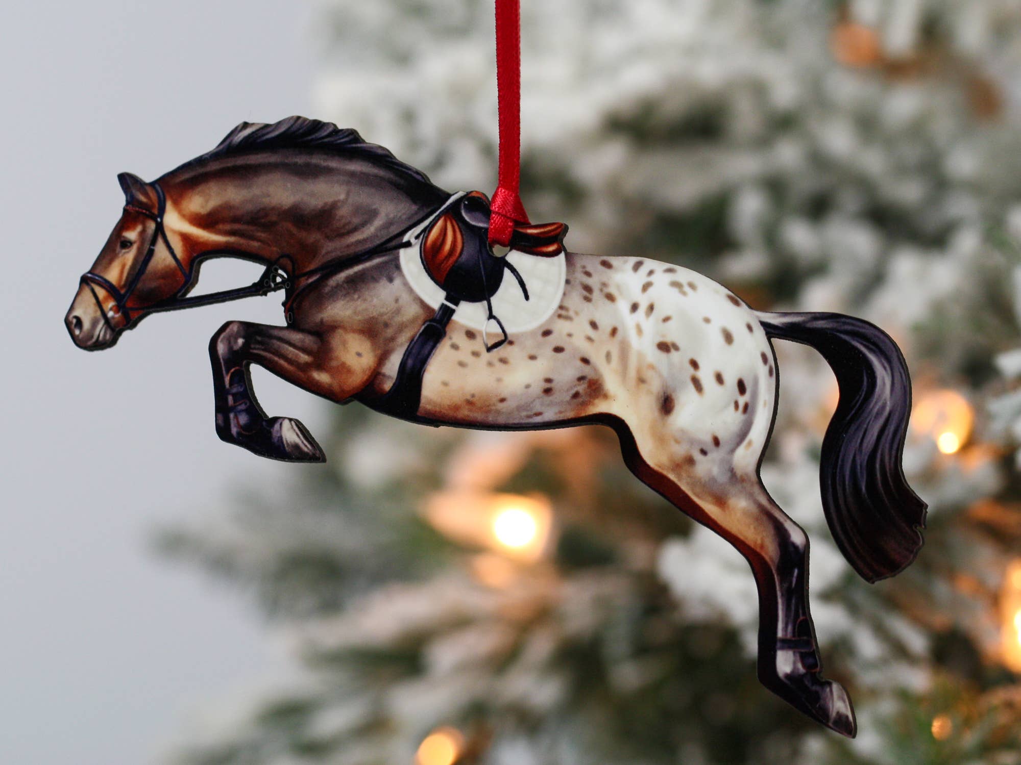 Classy Equine Jumping Horse Ornament - Palomino Hunter Jumper