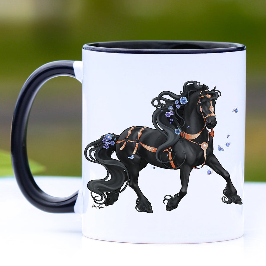 Strength Friesian Horse, 20 oz Skinny Tumbler with Straw - Classy Equine