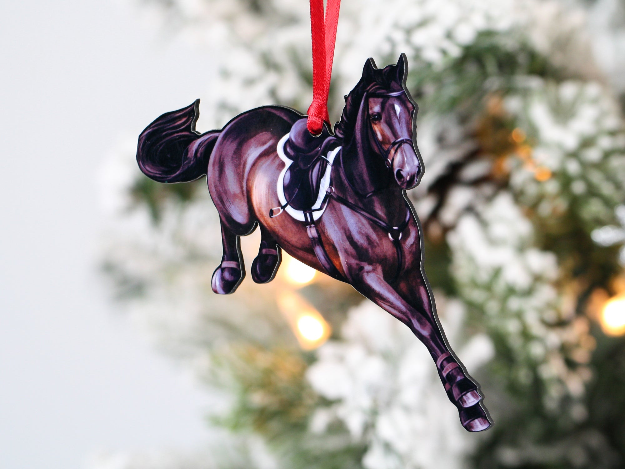 Jumping Horse Ornaments - Seal Brown Hunter Jumper - Classy Equine