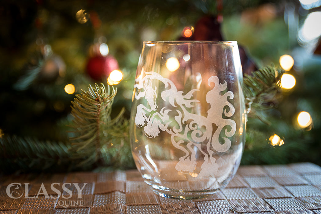 Gypsy Horse Romp Stemless Wine Glass Set - Classy Equine