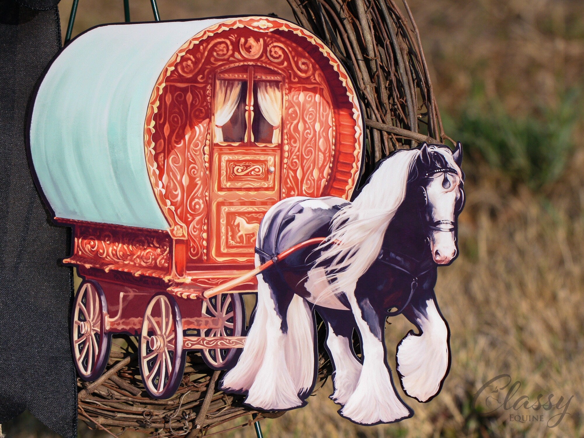 Gypsy Cob Horse Wreath, Gypsy Vanner Horse Door Hanger, Gypsy Horse Ar -  Classy Equine
